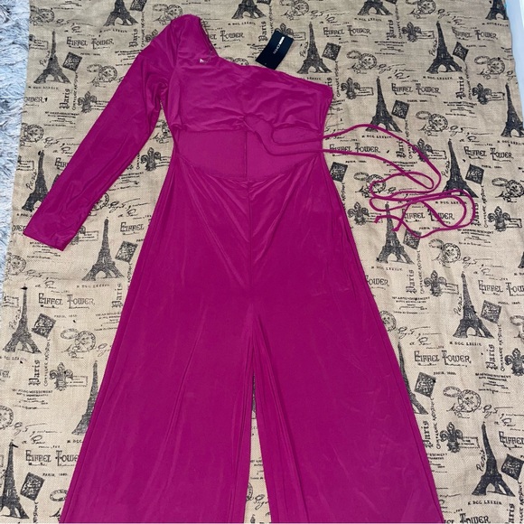 Fashion Nova NWT! Tied Up On You Magenta  Jumpsuit Size XL - Picture 3 of 13